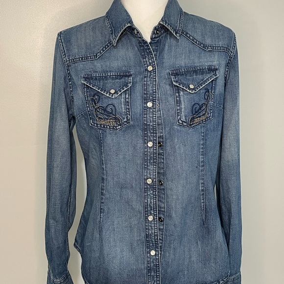 Eddie Bauer Blue Denim Shirt - Picture 1 of 6